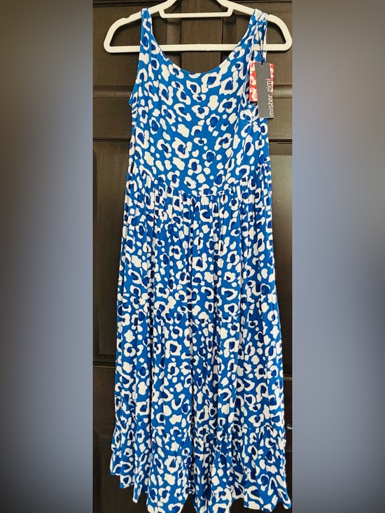 Mister Zimi Dresses & Skirts - Mister Zimi Blue and White Animal-Print Midi Dress